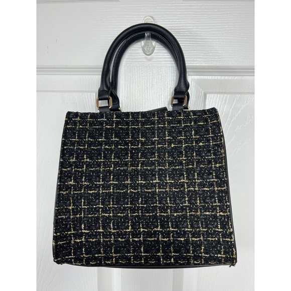 Badgley Mischka Medium Black and Cream Satchel with Structured Design - Picture 2 of 6